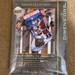 Holiday Glow Stocking - Blue & White Santa Snowman